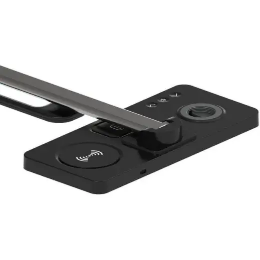 Veles @memorii 3-in-1 Wireless Charger with Desk Lamp Black Close Up Back